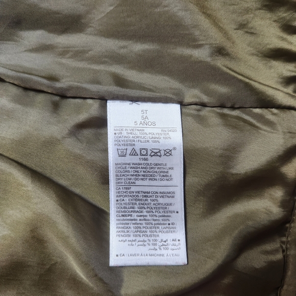 Old Navy Girls Vest Size 5T Olive Green Zip - Picture 7 of 7